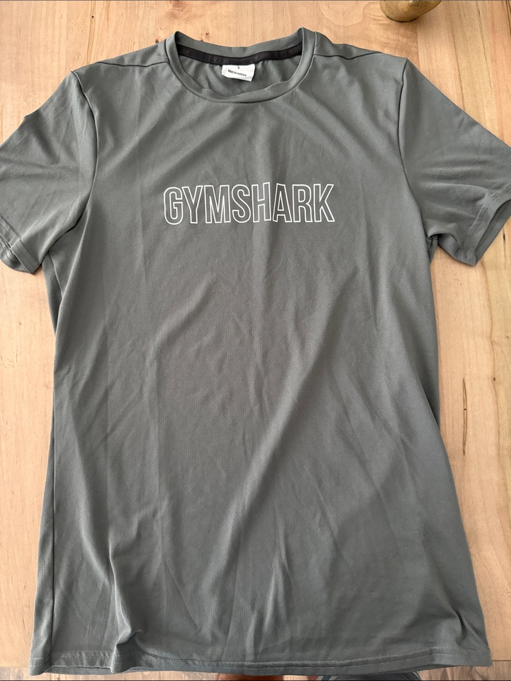 Gymshark Men's Crew Neck Tee — Charcoal Gray with White Logo